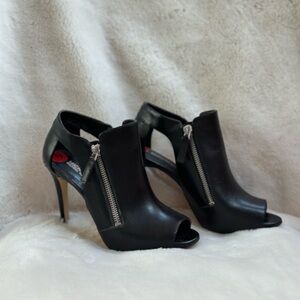 MICHAEL Michael Kors Black Peep-Toe Heels with Zipper